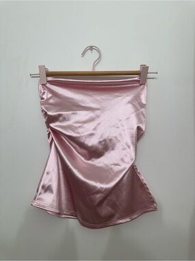 Satin Pink Slip Strapless top